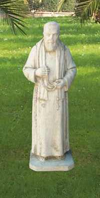 Padre Pio piccolo Sacro da giardino in cemento bianco, Sa03