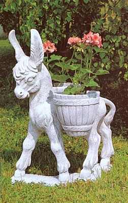 Asino da giardino in cemento bianco, TA10