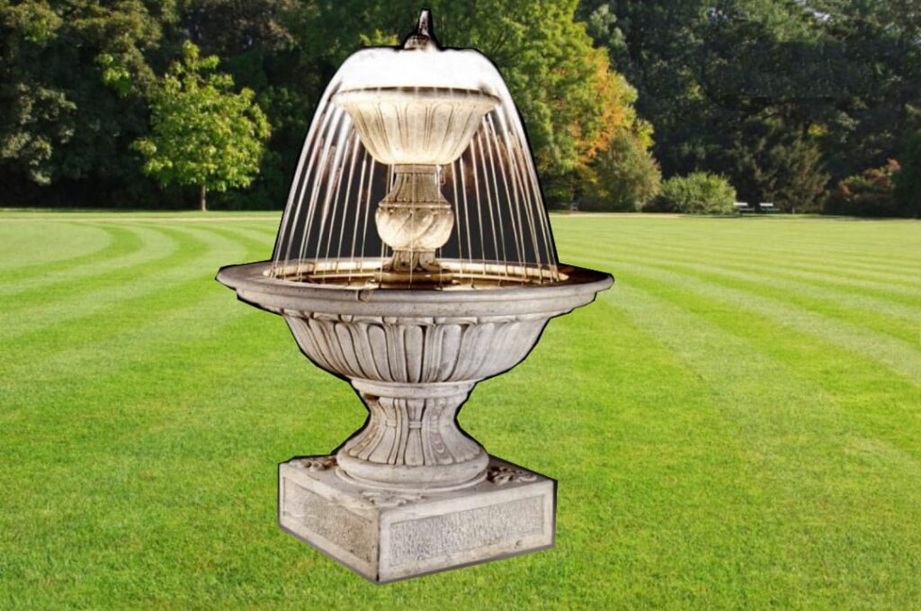 Fontane funzionanti in cemento bianco per arredo giardino