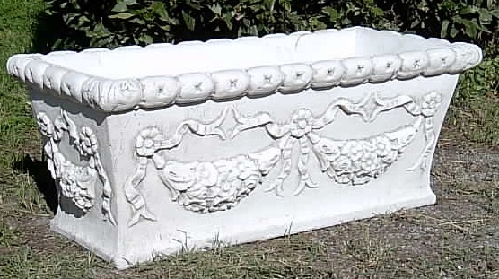 Cassetta con festoni in cemento bianco VS151