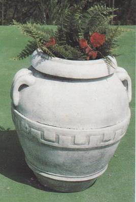 Orcio con Greca e 2 Manici in Cemento Bianco VS102