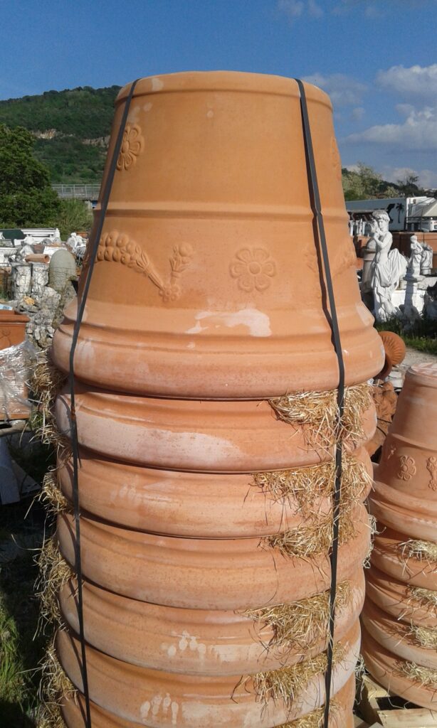 Vaso doppio bordo festonato in terracotta toscana, VFT100